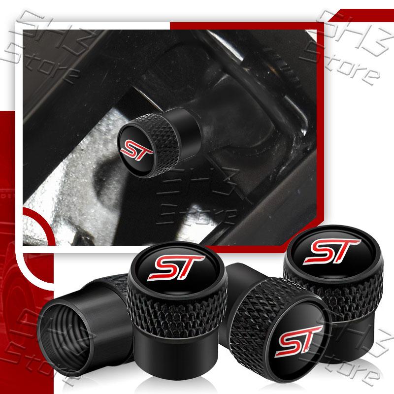 4Pcs ST Badge Car Wheel Tire Valve Caps Tyre Air Stem Airdust Waterproof Covers For Ford Focus MK2 MK3 MK4 Fiesta Kuga Mondeo