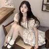 First Love White Moonlight Student Bubble Sleeve Dress Women's Summer New Jacquard Princess Style Short Tutu Dress