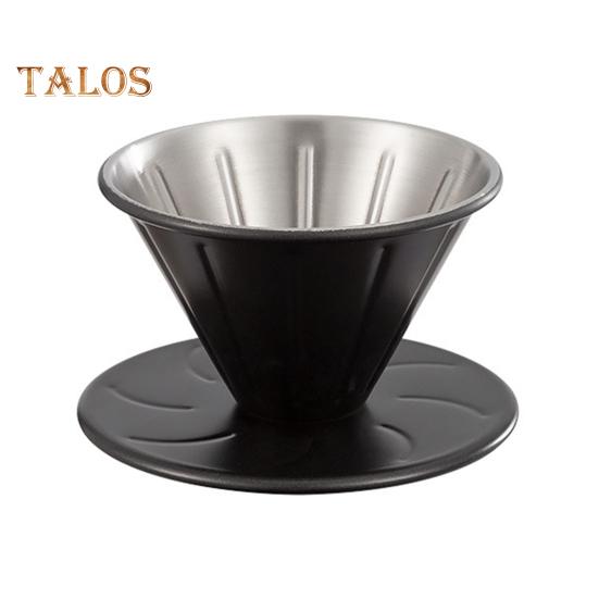 Coffee Filter Cone Stainless Steel Hand Drip Pour Over Coffee Funnel with Spiral Ribs Dishwasher Safe V-Shaped Coffee Filter for Most Coffee Makers