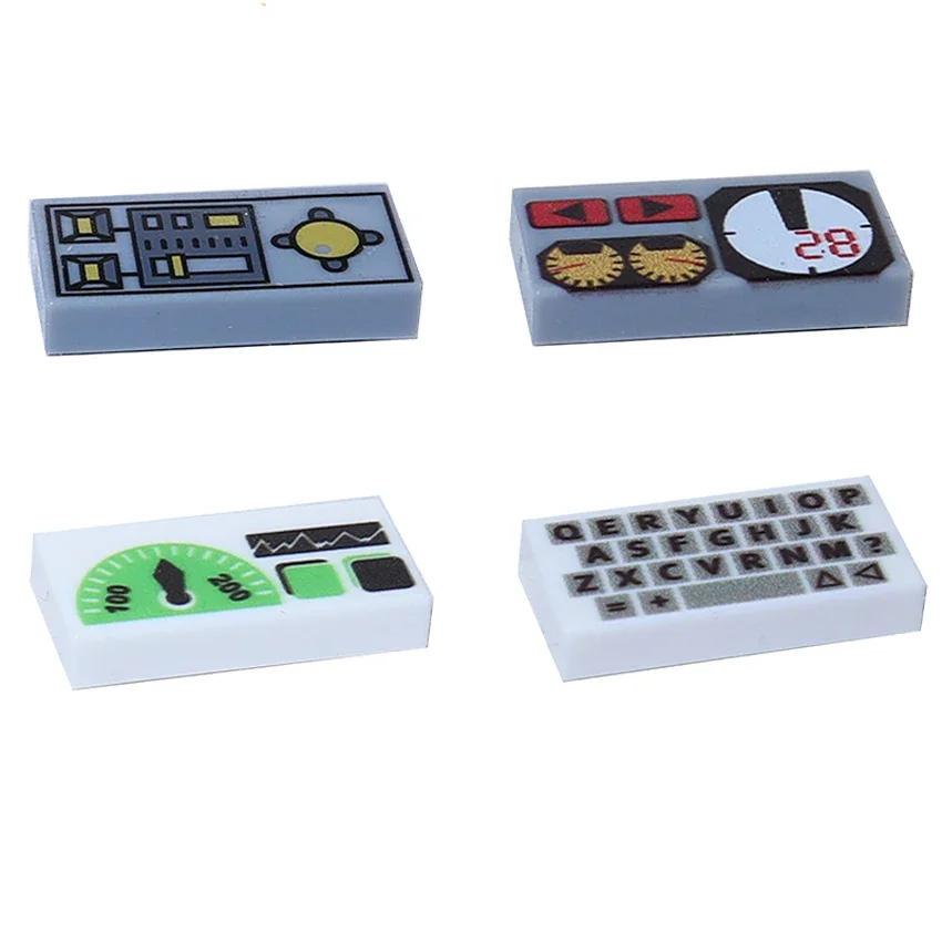 Ungiftige Bedruckte 2x2 1x1 1x2 3069 3039 Messgeräte Bedienelemente Center Radarbildschirm Tastatur Muster Fliese Schräge Bausteine Ziegel Stadt Moc Teil