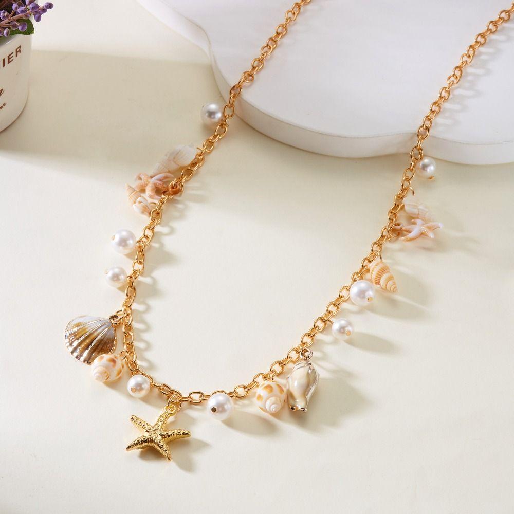 Conch Starfish Shell Waist Chain Minimalist Beads Belly Chain Pearl Waist Chain  Dress Decoration
