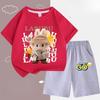 Children's LBB Fashion Casual Short-sleeved Shirt and Shorts Two-piece Set, Summer Loose Sportswear for Boys and Girls