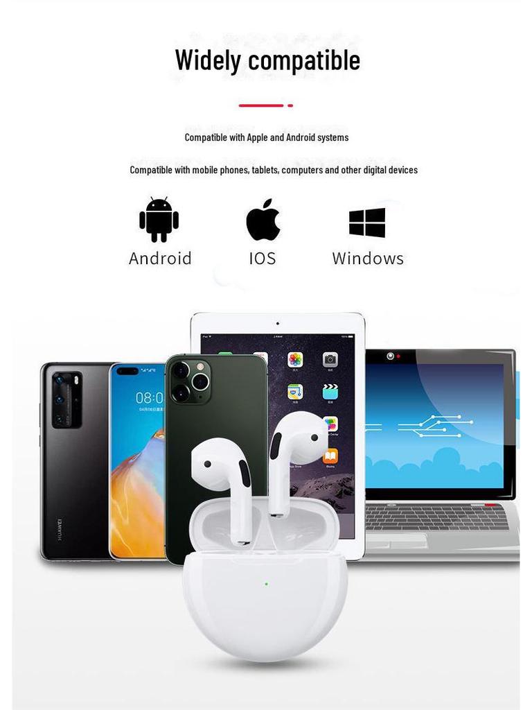 Zestaw słuchawkowy Bluetooth Pro6: 6. generacja, redukcja szumów, długi czas pracy na baterii, bezprzewodowe akcesorium mobilne.