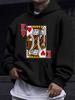 Amerikanischer Europäischer Stil Unisex Herbst Winter Print Hoodie Langarm Sweatshirt, Rotes Herz K Pik Ass Karte Retro Print Kapuzenpullover, Lustiger Trendiger Stil