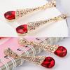 Women Elegant Cubic Zirconia Inlaid Water Drop Long Dangle Earrings Jewelry