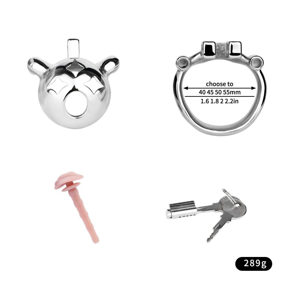 Men Short CB Lock Penis Cage Cock Lock with Belt Stainless Steel Chastity Lock Sex Toy Femdom BDSM