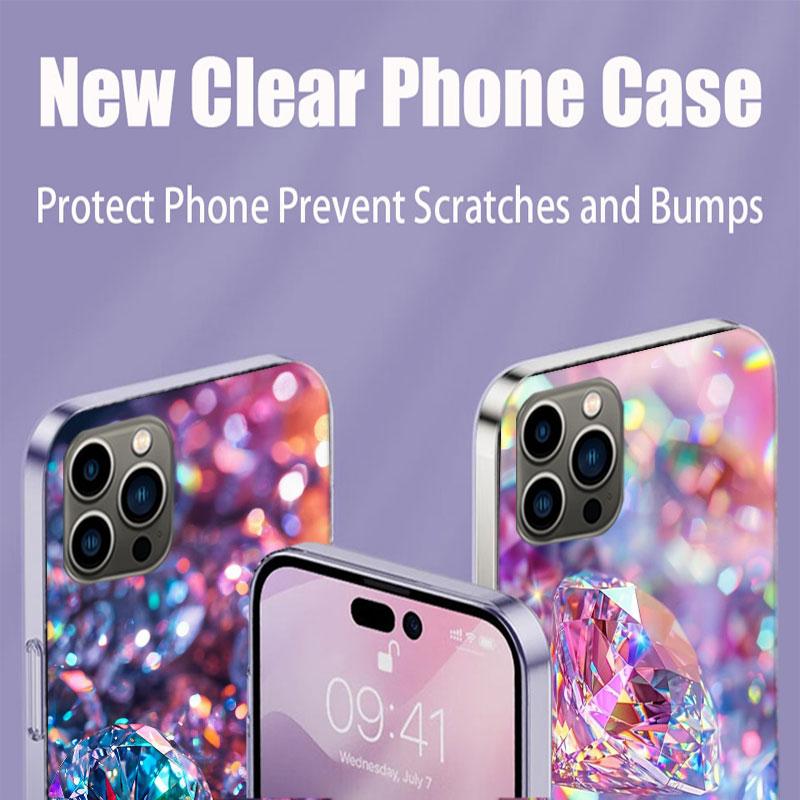 Shining and Dazzling Diamond Gemstones Phone Case For Iphone 17 Air 15 Pro 14 Plus 16 Pro Max 17E 16E 12 13 Mini 11 Cover Cute