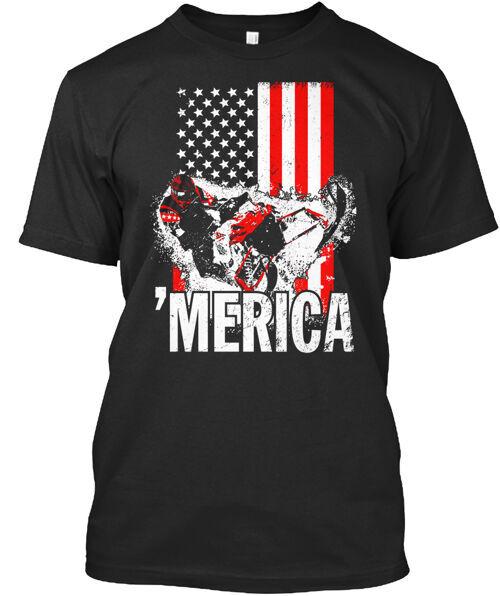 Merica Snowmobile American Flag T-Shirt Made in the USA Size S to 5XL Unisex T-Shirt