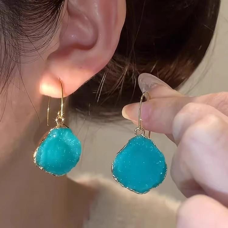 Летние синие слезы неправильной формы серьги женские легкая роскошь темперамент высококачественные серьги-гвоздики ретро серьги