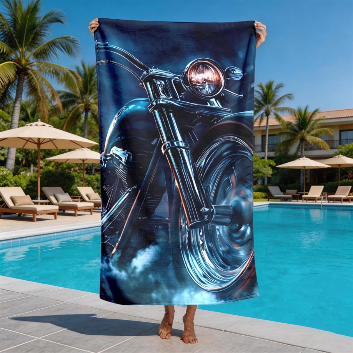

Classic American Motorcycle Theme polyester microfiber beach towel is highly absorbent, suitable for swimming and beach outings W30*H60(CM)