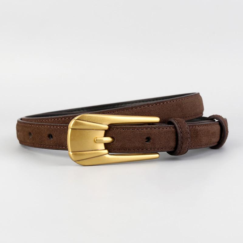 

Classic Genuine Leather Womens Belt For Casual And Office Wear With Silver Buckle кавовий