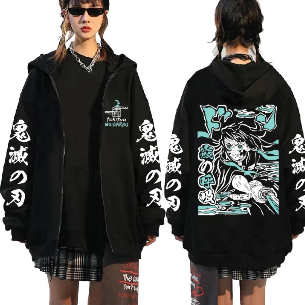 Beliebter Anime-Dämonentöter Tokitou Muichirou, bedruckter Cartoon, Herren-Sportbekleidung, lässiger Reißverschluss, lockere Ärmel, Sportbekleidung, Harajuku-Jacke mit Reißverschluss