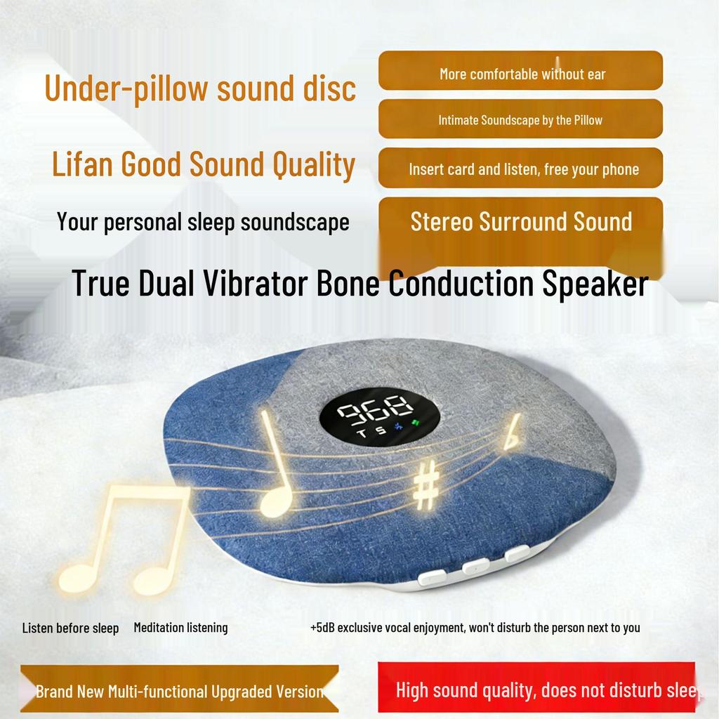 Bone Conduction Bluetooth Sleep Speaker: Under-Pillow White Noise & Music Device