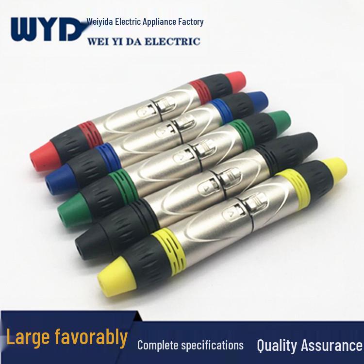 Gold-Plated Metal Cannon Head 3-Pin Microphone Connector (Balanced Male & Female) Male Blue