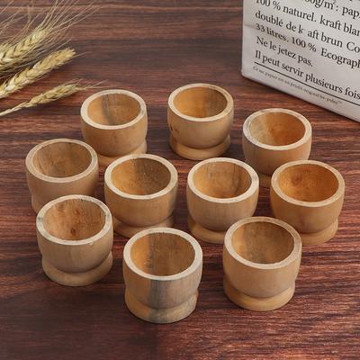 10Pcs/Set Unpainted Portable Kitchen Tool Egg Cup Wood Storage Holders Egg Tray
