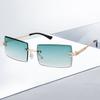 Women's Sunglasses Retro Sunglasses for Women Men Tinted Lens Metal Frame Vintage Rimless Rectangle Glasses UV400 Protection