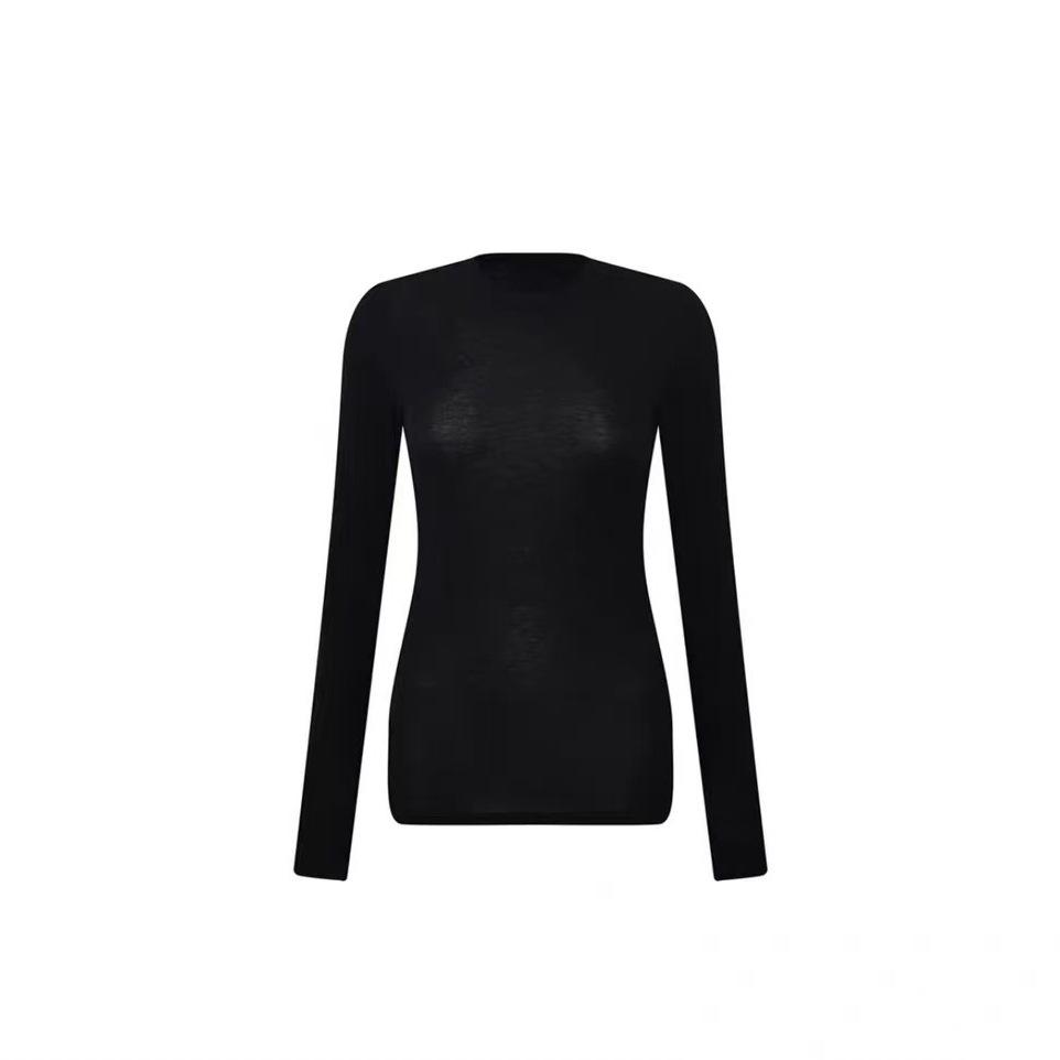 Women's Round Neck High Elastic Wool Tencel Long Sleeve Base Layer Shirt