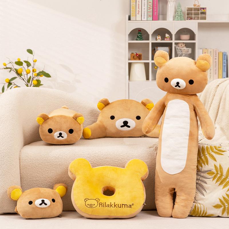 Rilakkuma Series Plush Seat Cushion Waist Support Neck Pillow Kawaii Home Decor Toys Accompany Sleep Toy For Girls Birthday Gift