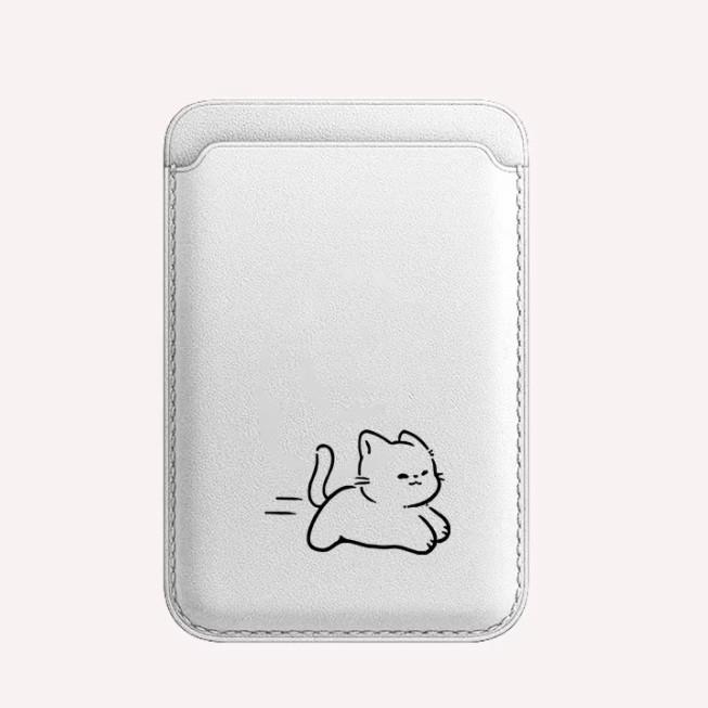 Small Fish Cat MAGsafe Leather Card Holder Case for Apple Phones
