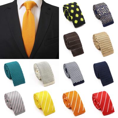 EKnit-Krawatten, für Männer, Winter, schmale Krawatte, Orange, Grün, lässige Gravatas, Hochzeitsfeier, Punkte, gestreift