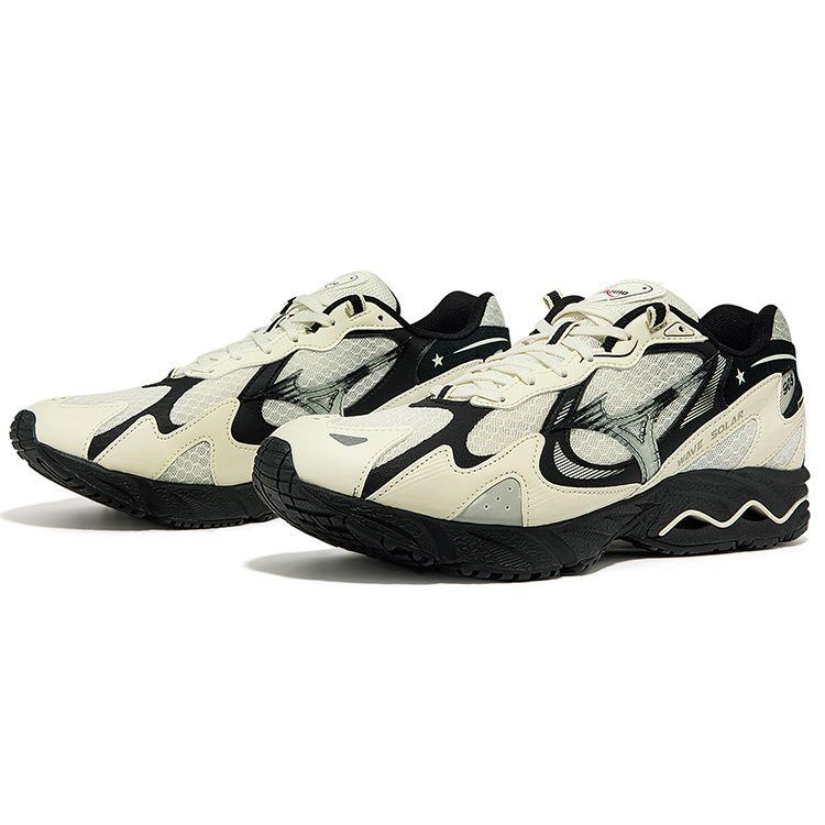 Mizuno Wave Solar Comfortable Fabric Synthetic Leather Cushioning Support Low Top Casual Running Shoes Unisex Sneakers Light-White D1GH213506