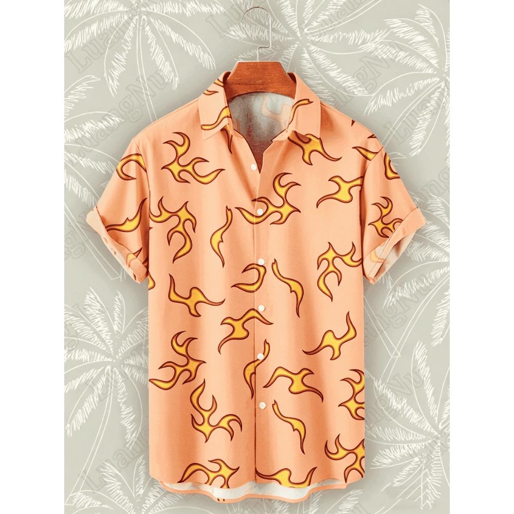 

Men s Flame Blue Hawaiian Shirt Summer Casual Short Sleeve Beach Party Tops Fashion Streetwear 6XL