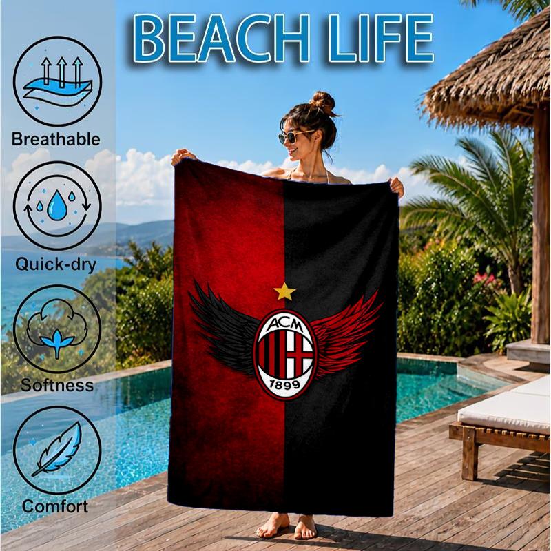 Ac Football Club Beach Towel, Microfiber Beach Towel, Perfect For Pool, Beach, Travel, Home Decor Beach Party Fan Gifts