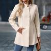 Damen Wollmischung Caban Einfachreiher Kurzer Trenchcoat Stehkragen Blazer Jacke Herbst Winter Schicke Oberbekleidung
