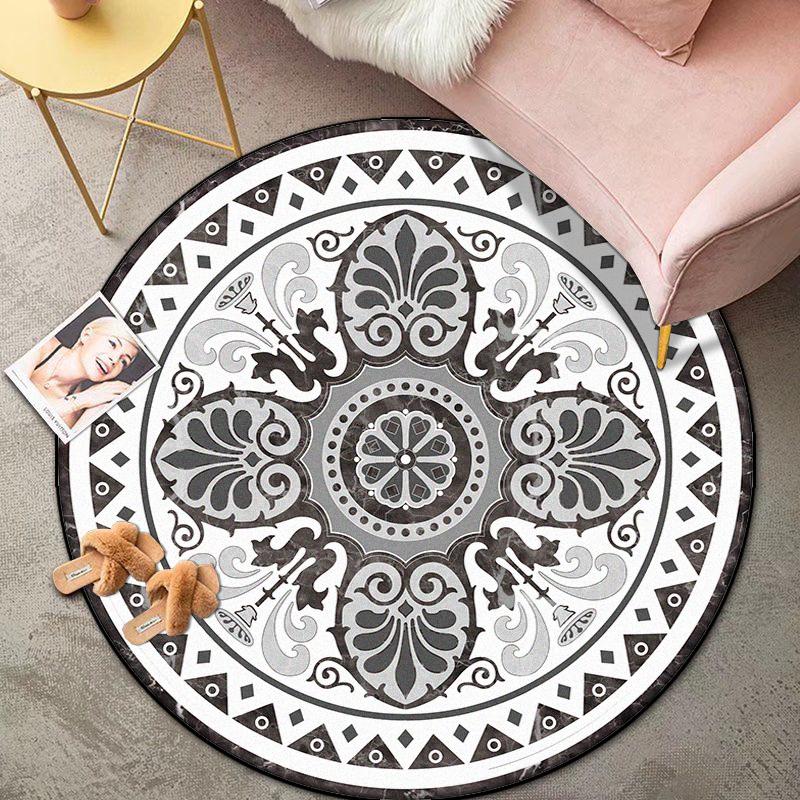 Bohemian Round Living Room Carpet Retro Decoration Bedroom Easy Cleaning Non-slip Rug Lounge Coffee Tables Washable Floor Mat