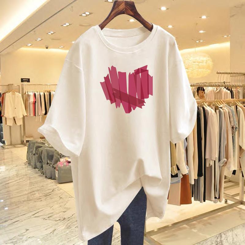 

Medium and long white short-sleeved T-shirt for women s autumn and winter, stacked undershirt with shark pants and foreign-style top ins S
