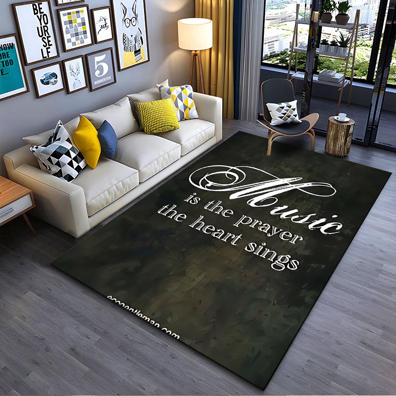 "Music Prayer Quote Carpet" suitable as a non-slip mat for the living room or bedroom sofa