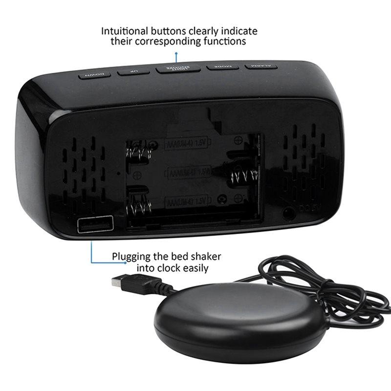 A25F-Clock LED Electronic Alarms Clock Casual Style Clock Bedside Vibrator Electronic Clock Multifunctional Dual USB