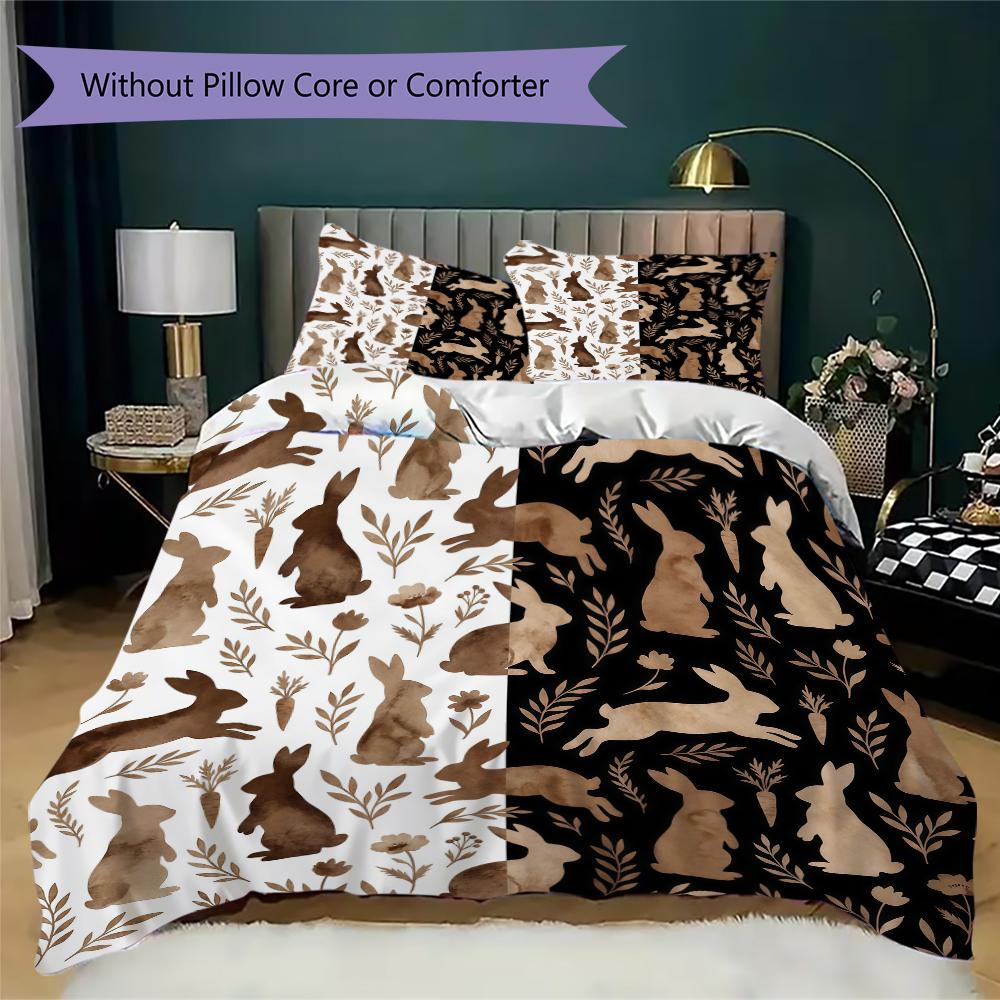 Repeat Bunny Pattern Bedding uilt Set uilt Cover Pillowcase Home Decoration Birthday Gift (1 * duvet cover + 2 * pillowcase without core)
