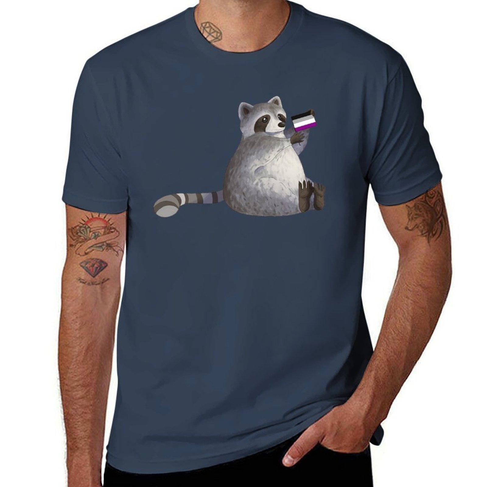 Asexual Pride Raccoon T-Shirt t shirts for man graphic tees t shirts for man pack white T-Shirt S