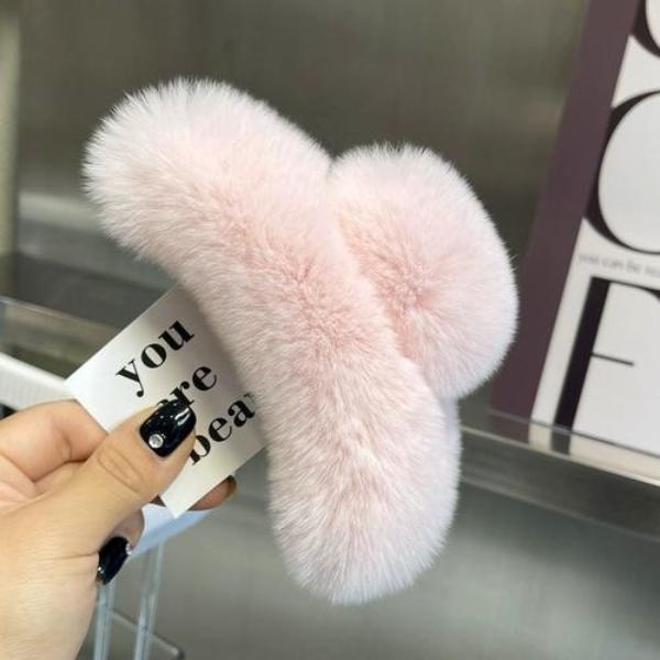 Really Rex Rabbit Hair Extra Large Grab Clip Temperament Clip Hairpin New Cute Plush Headdress Hair Grab Hair Accessories.