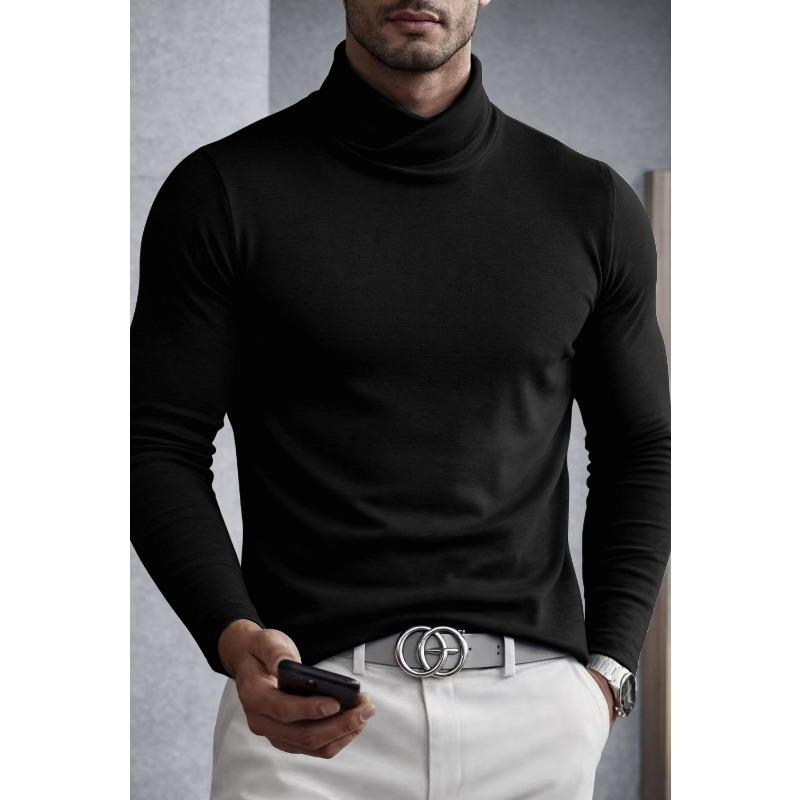 Men S Solid Color Long Sleeve High Neck Base Layer Top