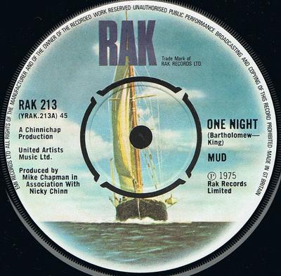7inch Record MUD  One Night RAK213 RAK 1975 UK Rock Used