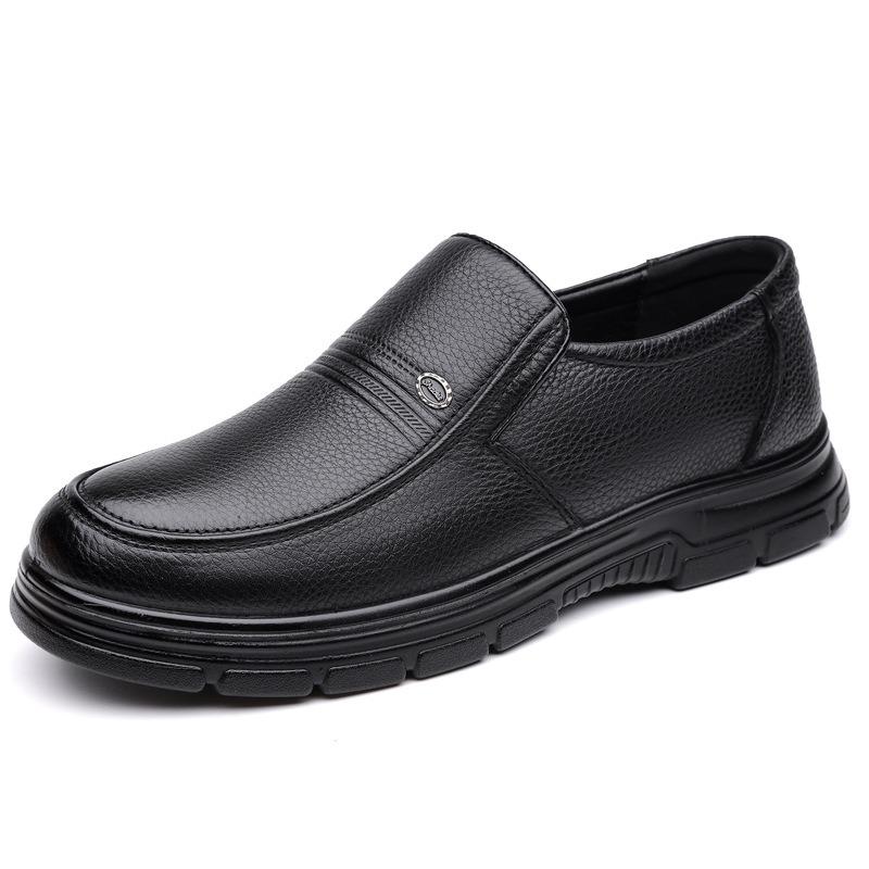 The first layer of cowhide men's business dress leather shoes men's fashion shoes one pedal cover foot casual single shoes