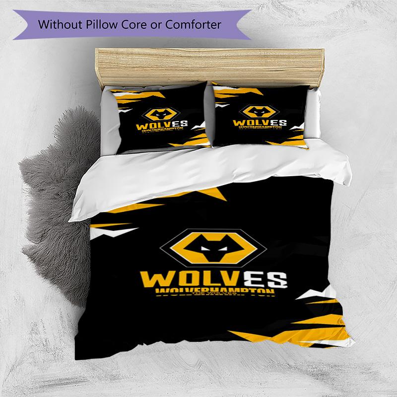 Set Copripiumino con Stampa dello Stemma del Wolverhampton Wanderers Football Club – include 1 copripiumino e 2 federe coordinate Arredamento camera da letto Regali di Natale