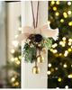 Velvet Bow Bell Ornament with Pine Cone for Christmas Tree Decoration