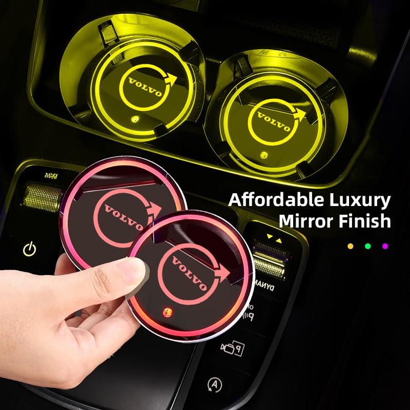 LED Car Cup Holder Light Luminous Coaster Water Cup Pad For Volvo Rdesign Polestar AWD V50 S60 XC60 S40 XC40 XC90 V60 S80 S90 NS0