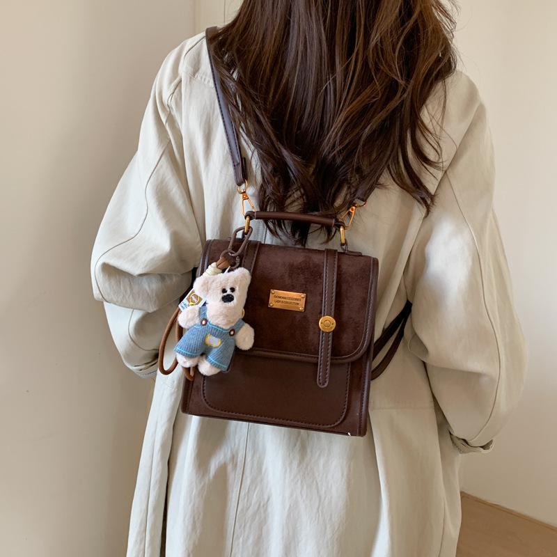 Schoolbag College Student Commuter Backpack Women's 1011 New Premium Retro Suede School Bag Lightweight Travel Small Backpack