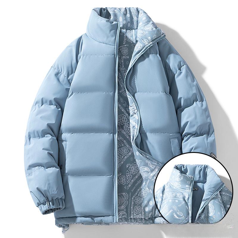 

Двусторонняя хлопковая одежда с пухом, зимние повседневные куртки, свободная одежда для пар большого размера из хлопка с воротником-стойкой 5XL