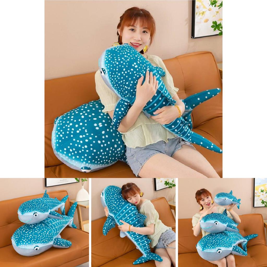 Realistic Plush Shark Stuffed Animal Toy Soft Blue Whale Doll For Ocean Lovers