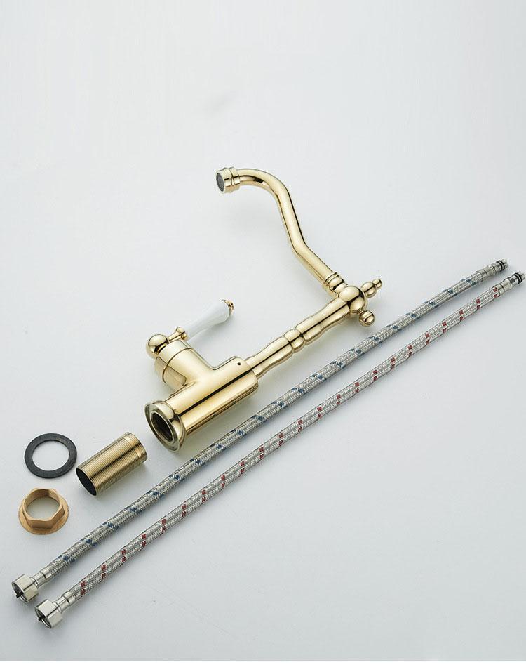 Baterii Lavabo Alamă Antică Cromată Baterii Monocomandă Baterii cu Rotire 360 Baterie Bucătărie Baterii Mixer Bucătărie Aurii