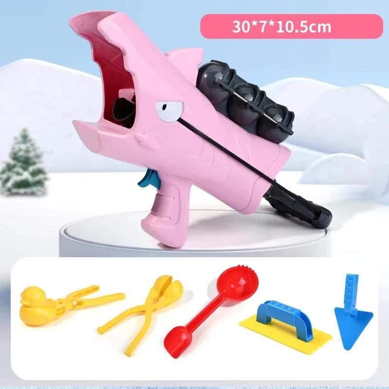 Shark Snowball Duck Launcher Gun Toy Cartoon Snow Clip Snowball Firing Gun Outdoor Interactive Snowball Gun Game Sports Toys