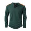 New Men’s Outdoor Casual Versatile Two-tone High-neck Button-up Round-neck Long-sleeved Top