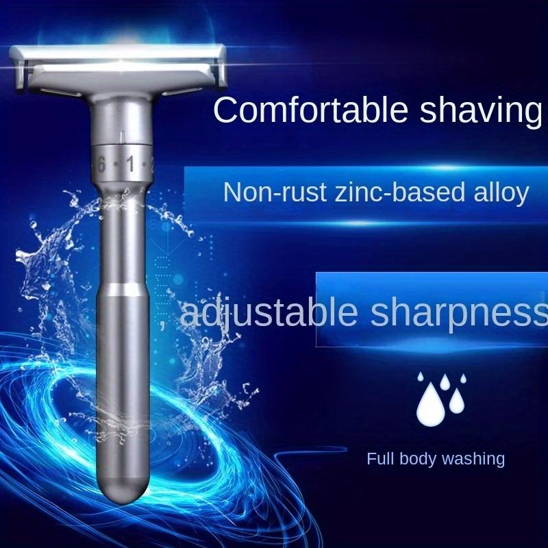 Adjustable Safety Razor Double Edge Classic Mens Shaving Mild To Aggressive 1-6 File Hair Removal Shaver It with 5 Blades