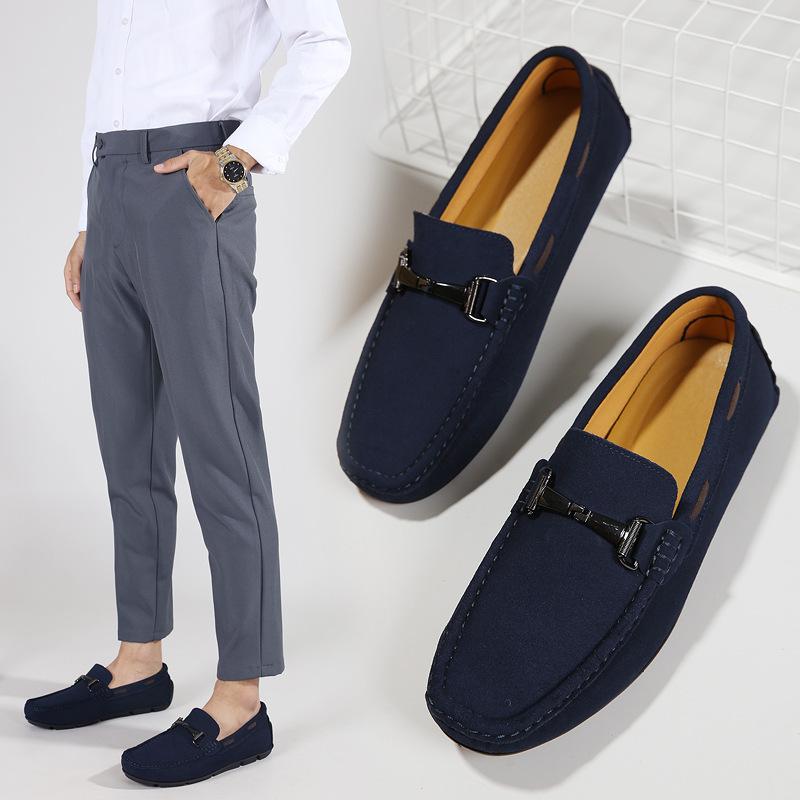 

Summer Douyin live broadcast new hot-selling large-size men s shoes, leather casual and breathable men s lazy shoes with one foot 46 синий