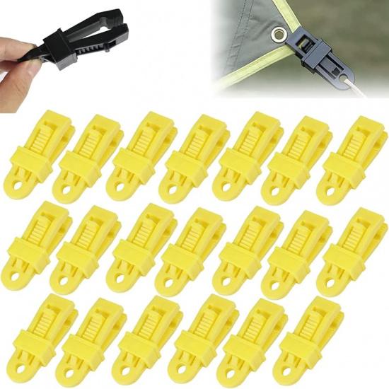 Tarpaulin Clips, Camping Accessories for Tent,20 Pcs Adjustable Heavy Duty Lock Grip for Tarp & Shade Cloth Color, Windproof Shade Cloth Plastic